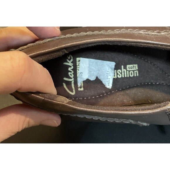 Clarks Women’s Leather Genette Curve Brown Loafer Shoes Size 9M Office Career - Picture 6 of 6